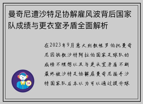 曼奇尼遭沙特足协解雇风波背后国家队成绩与更衣室矛盾全面解析